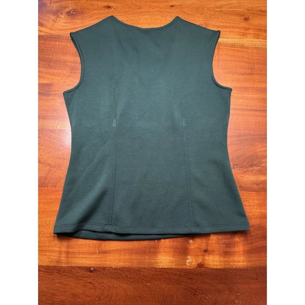 Banana Republic Soft Touch Scuba V-Neck Top Tank Green Forest Dweller Sz S Small